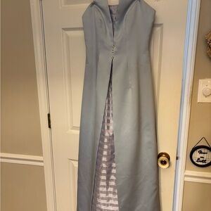 Cachet Skinny Strap Ice Blue/ Light Gray Elegant Dress